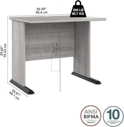 Bush Business Furniture Studio A Small Computer Desk, Commercial-Grade Gaming and Work Table for Home or Professional Office, 36W, Platinum Gray