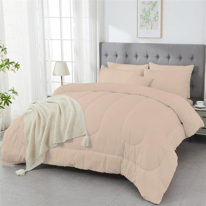 3 Piece Solid Color All Season Bedding Comforter Set Microfiber Soft Lightweight Bedding Set for Kids Teens Adults Room Decor with 1 Comforter and 2 Pillowcases Queen