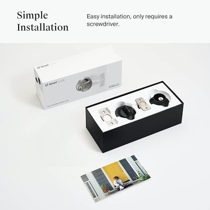 Level Lock Smart Lock - World's Smallest Smart Lock - Level App for iOS & Android - Works with Apple Home (Matte Black)