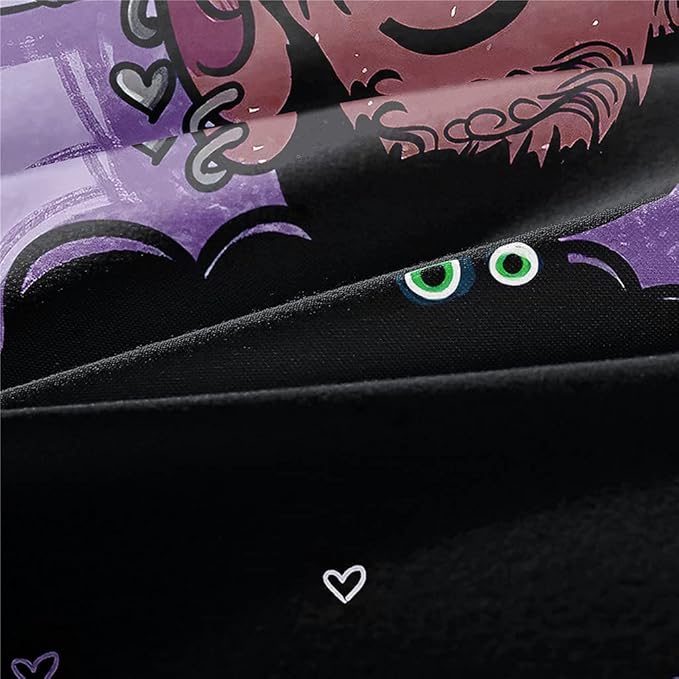 Full Bedding Sets for Girls, African American Black Girl Magic Comforter Set with Girl Lay on Bed, Purple Bed Set for Toddler Kids, Little Girls Bedroom Decor, 1 Comforter with 2 Pillowcases
