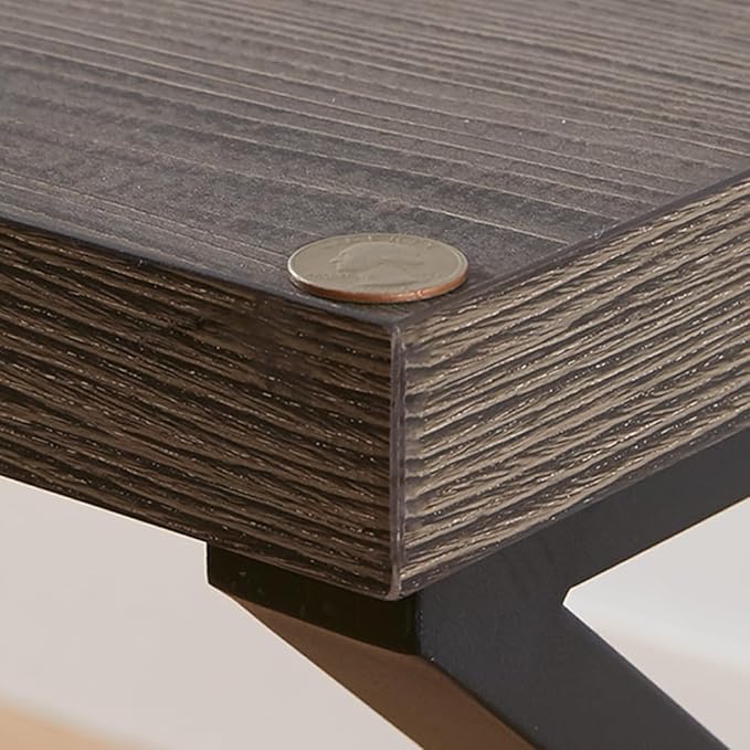 HSH Wood and Metal Home Office Computer Desk, Industrial Writing Study Table Workstation,Grey Laptop PC Desk, Wooden Computer Table, Gray Oak 47 Inch