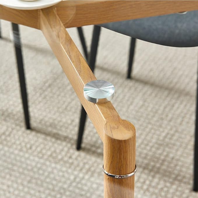 IDS Home Office Furniture Contemporary Computer Desk, 0.31” inch Tempered Transparent Glass Tabletop Writing Table (Metal Leg(Wooden Skin))