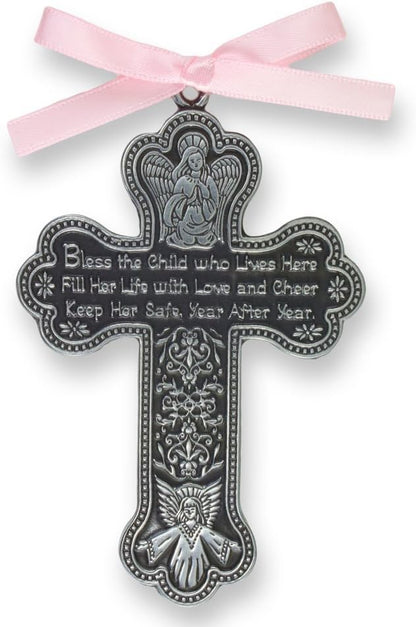 Cathedral Art CM7 Baby Girl Cross Crib Medal, 3-Inch High, Metal