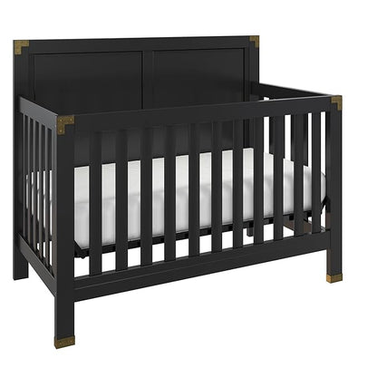 Baby Relax Miles 5-in-1 Convertible Crib, Solid Pine Wood, Black