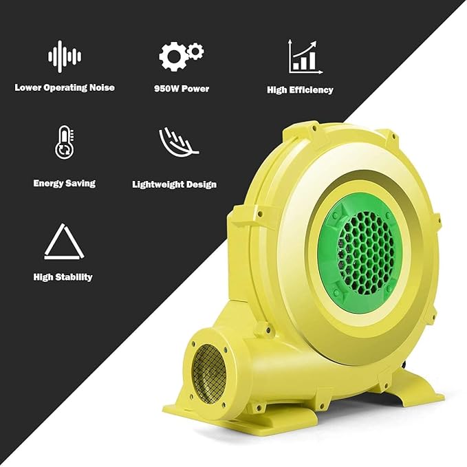 COSTWAY Bounce House Blower for Inflatable Bounce House Bouncy Castle,Yellow/Green