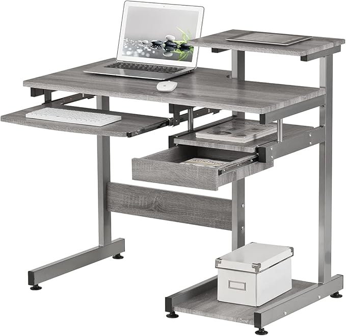 NicBex Laik-DW-00053-DX Desks, 37.75" W x 22" D x 35.25" H, Gray