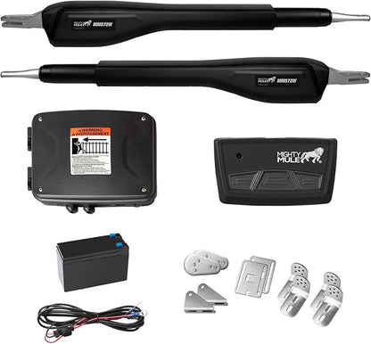Mighty Mule Gate Opener, Solar and Smart Ready, Heavy Duty Automatic Gate Opener, Gates up to 18ft or 850lb Per Gate Leaf, Dual Gate Opener, MM572W