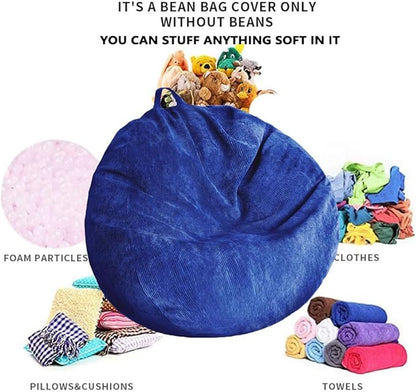 Bean Bag Chair Cover (No Filler) Stuffed Animal Storage Bean Bag Cover Pets Dogs/Cats Lazy Beds. Washable Ultra Soft Corduroy Stuffed for Organizing Plush Toys or Textile, Sack Bean Bag