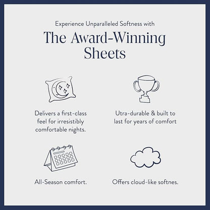 Brooklinen Luxury Sateen 4 Piece Twin XL Sheets Set in White - 100% Cotton Sateen Sheets - 1 Fitted Sheet, 1 Flat Sheet, 2 Pillowcases - Best Luxury Sheets