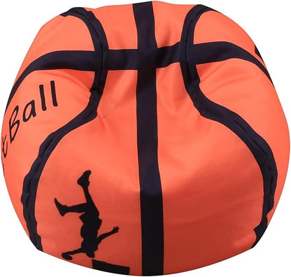 Colorful House Stuffed Animal Storage Bean Bag Chair for Kids and Adults, Lightweight Bean Storage Bag Cover for Organizing Blankets Clothes (26 inches, Basketball)