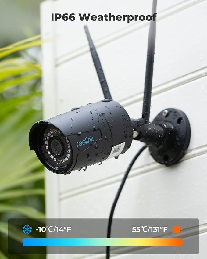 REOLINK Outdoor Security Camera, 5MP HD Plug-in WiFi Camera for Home Security - 2.4/5Ghz, Smart Person/Vehicle Alerts, 100ft Night Vision, IP67 Waterproof, microSD Card/NVR Storage, RLC-510WA