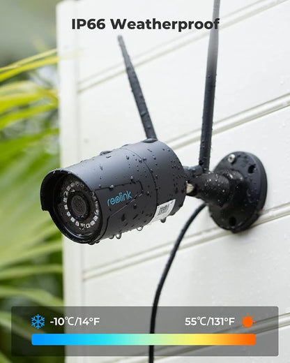 REOLINK Outdoor Security Camera, 5MP HD Plug-in WiFi Camera for Home Security - 2.4/5Ghz, Smart Person/Vehicle Alerts, 100ft Night Vision, IP67 Waterproof, microSD Card/NVR Storage, RLC-510WA