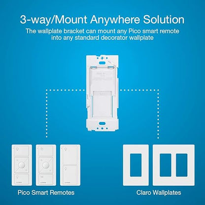 Lutron Caseta Original Smart Switch 3-Way Kit, w/ Pico Remote, Wallplate, and Wall Bracket, for LED Lights and Fans, 5 Amp, Neutral Required, P-PKG1WS-WH
