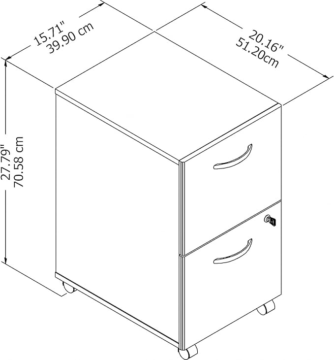 Bush EO108WHSU 2-Drawer Vertical File Cabinet Locking Ltr/Lgl Pure White 20.16-Inch