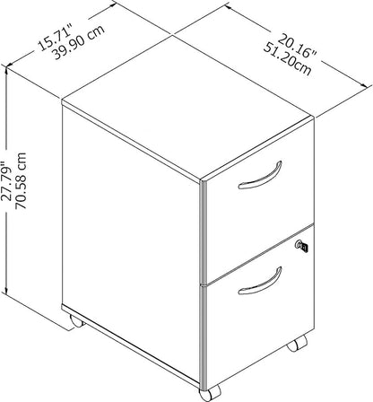 Bush EO108WHSU 2-Drawer Vertical File Cabinet Locking Ltr/Lgl Pure White 20.16-Inch
