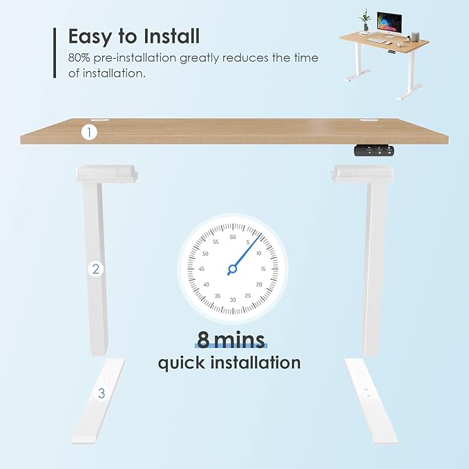 Sunon Sit Laptop Computer Writing Workstations with 3 Pre-Set and USB Port 48" for Home Office Smart Advanced Standing Desk, Oak