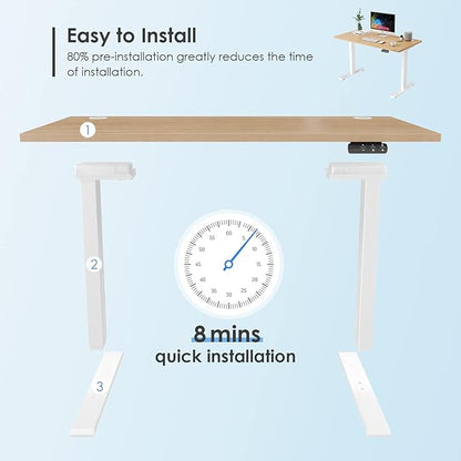 Sunon Sit Laptop Computer Writing Workstations with 3 Pre-Set and USB Port 48" for Home Office Smart Advanced Standing Desk, Oak