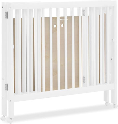 Delta Children Mia Portable Folding Mini Crib with 1.5-Inch Mattress - Greenguard Gold Certified, Bianca White