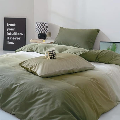 Gradient Green Comforter Set Ombre White Green Bedding Set Full Women Aesthetic Comforter 3 PCs Green Color Bed Comforter Set Full Gradient White and Green Comforter Set Full Size
