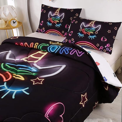 Cute Unicorn Comforter Sets Rainbow Soft Girls Comforter Sets 3pc Pink Flower Girl Unicorn Bedding Sets