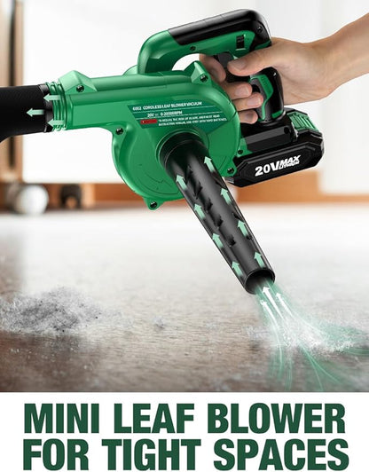 K I M O. Cordless Leaf Blower Vacuum Combo 4 IN 1, 3 Nozzles for Inflation & Compression,3 Modes & Variable Speed, 20000RPM 150MPH, 2X2.0Ah Battery, Extended Tube, Mini Leaf Blowers for Lawn Care|Yard