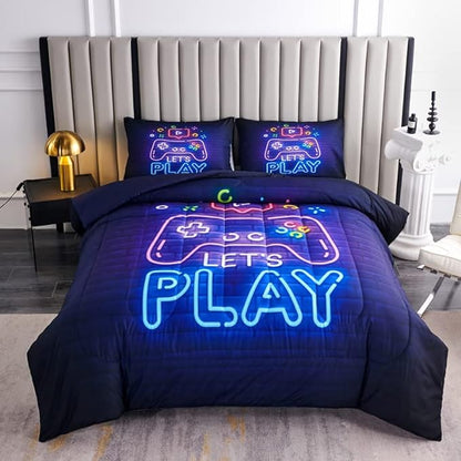 Kids Comforter Set for Boys,Gamer Bedding Sets for Boys,Teen Boy Comforter Set Full,Boys Full Bedding Set,Gaming Comforter Sets Including 1 Gaming Comforter&2 Pillowcases