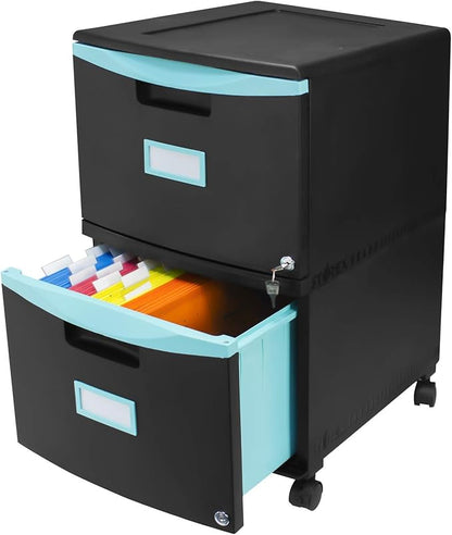 Storex 61315A01C File Cabinet, 1-Pack, Black/Teal