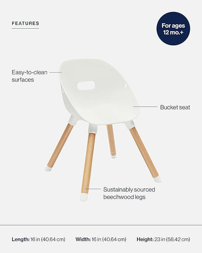 Lalo The Play Chair, Wooden and Non-Toxic Plastic Kids and Toddler Chair - Sturdy Bucket Seat and Easy to Clean Kids Chair with up to 200 lb. Weight Capacity, Set of 2 - Coconut