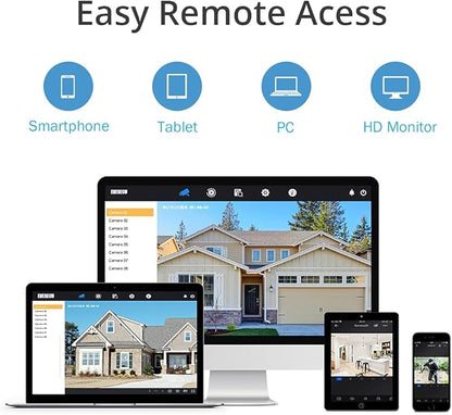 Eversecu 4 Channel Security Camera System 1080P Lite DVR and (4) 2.0MP 1080P Weatherproof Cameras Support Night Vison Weatherproof, Motion Alert, Smartphone, PC Easy Remote Access (NO HDD Included)