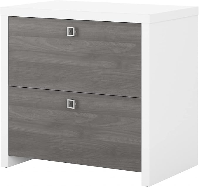Office by kathy ireland Echo 2-Drawer Lateral File Cabinet, Letter/Legal, Pure White/Modern Gray, 32-inch (KI60502-03)