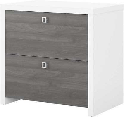 Office by kathy ireland Echo 2-Drawer Lateral File Cabinet, Letter/Legal, Pure White/Modern Gray, 32-inch (KI60502-03)