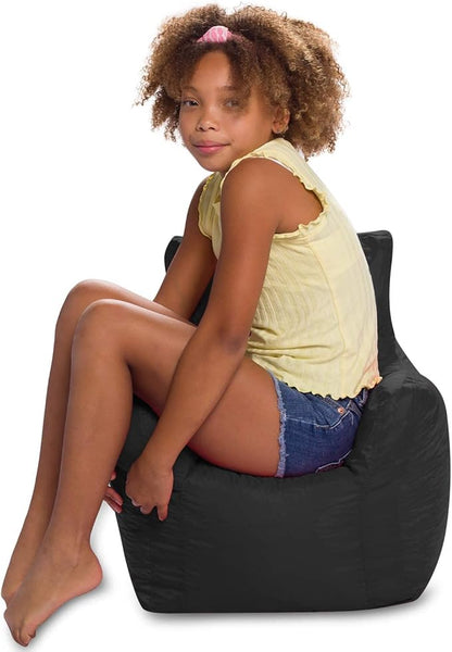 Posh Creations Bean Bag Structured Seat for Toddlers and Kids, Comfy Chair for Children, Pasadena, Black