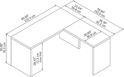 Bush Business Furniture Echo L Shaped Desk, 60W, Gray Sand