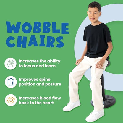 Studico ActiveChairs Kids Wobble Stool, Flexible Classroom Seating improves Focus, Posture & helps ADHD/ADD. Get The Wiggles out Active Fidget Chairs, Preschool | Elementary 14" Chair, Ages 3-7, Gray