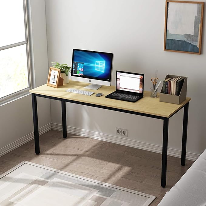 SDHYL 63 inches Modern Computer Desk X-Large Computer Desk for Studio Table, Home Office Desk/Workstation, Dining Table, Meeting Desk, Large Study Desk, Oak, S7-GCP2AC3-160TB