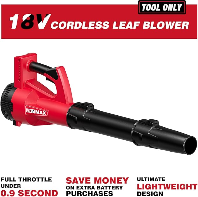 Leaf Blower Cordless for MilWaukee m18 Battery, 125-MPH 450-CFM Cordless Leaf Blower, Battery Powered Leaf Blowers for Town Care, Patio, Blowing Leaves and Snow (Battery Not Included, Only Tool)