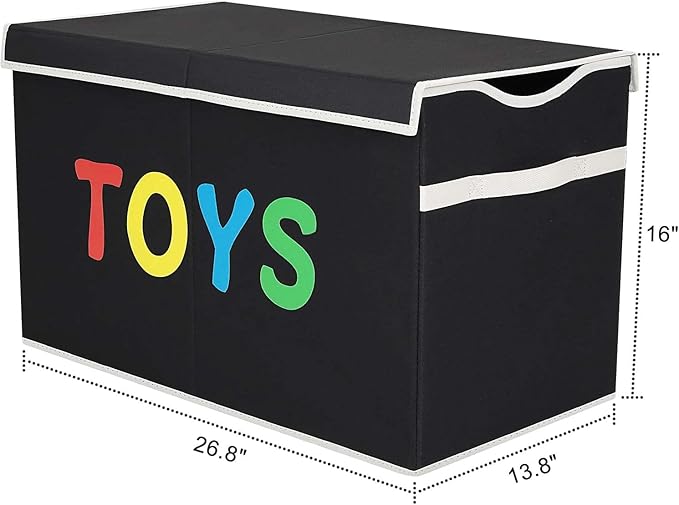 VICTOR'S Toy Storage Organizer - Extra Large Toy Box Chest Storage Boxes Bins Baskets for Kids, Boys, Girls, Nursery Room, Playroom (New Black)