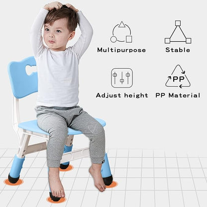 4 Piece Kids Chair Set 3 Levels Adjustable Stackable Kids Chairs Ideal for Playrooms, Schools, Daycares and Homes Washable and easy to clean Max weight 220LB(Blue4-Piece set)