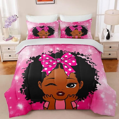 Black Girl Comforter Set Twin for Kids Teens,Black Girl Magic Bedding Set,African American Girl Inspirational Quotes Comforter Set,Black Princess Bed Bedroom Set