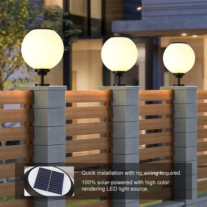 Solar Outdoor Column Lights - Aluminum Fence Pedestal Post Lamp Outdoor Vintage LED Globe Pillar Lights, IP65 Waterproof External Landscape Street Lighting Fixtures