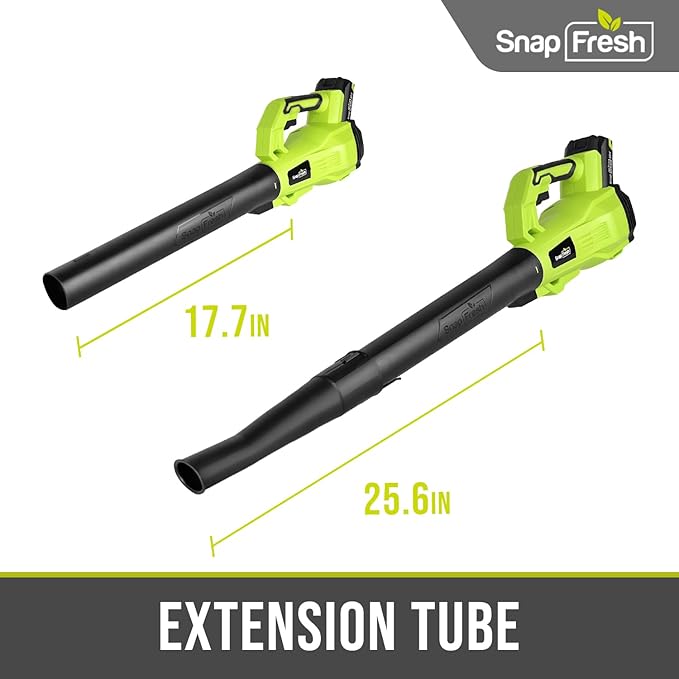 SnapFresh Cordless Leaf Blower - 180 CFM Leaf Blower with Battery & Charger, 2 Section Tubes, Free Control Speed,Lightweight, Electric Leaf Blower for Blowing Leaves, Lawn Care, Dust & Other Debris