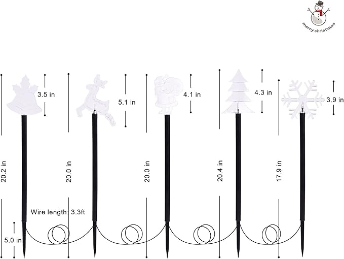 BRIGHTDECK Solar Christmas Pathway Lights Outdoor Decorations, Landscape Lights Waterproof Led Garden Stake Lights for Walkway Yard Lawn Porch Holiday Decor 5-Pack