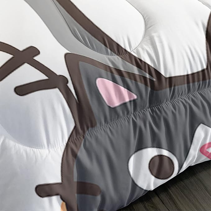 CVHOUSE Cat Bedding,Cartoon Cat Comforter Full,Animals Print Comforter Set for Kids,Kawaii Quilt Set with 1 Comforter and 2 Pillow Cases