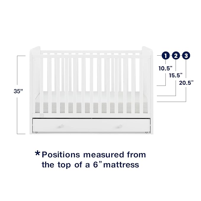 GAP babyGap Graham 4-in-1 Convertible Crib with Storage Drawer - Greenguard Gold Certified, Bianca White
