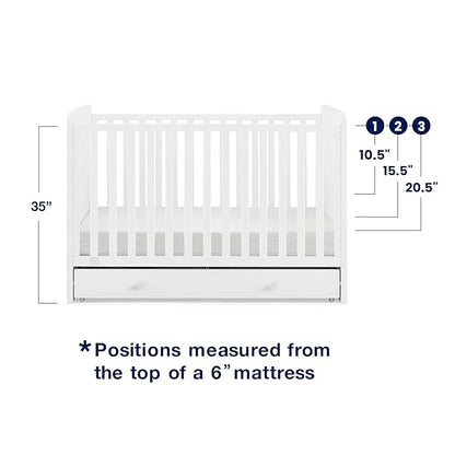 GAP babyGap Graham 4-in-1 Convertible Crib with Storage Drawer - Greenguard Gold Certified, Bianca White