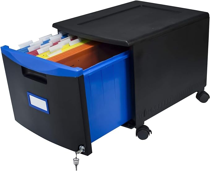 Storex 61269A01C File Cabinet, 1-Pack, Black/Blue