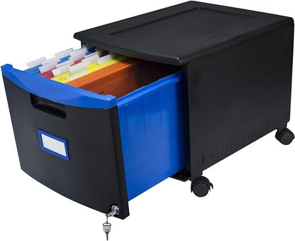 Storex 61269A01C File Cabinet, 1-Pack, Black/Blue