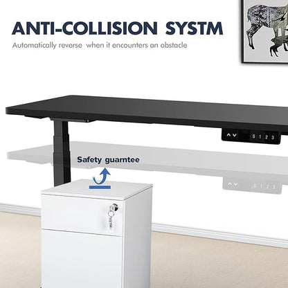 AIMEZ0 Dual Motor Sit Stand Desk Adjustable Electric Standing Desk Frame with LCD Touch Screen Adjustable Height 27.4-45.6 inches for Home & Office Table Black