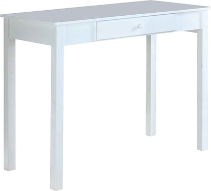 InRoom Designs Kings Brand White Finish Wood Home Office Secretary Writing Desk,