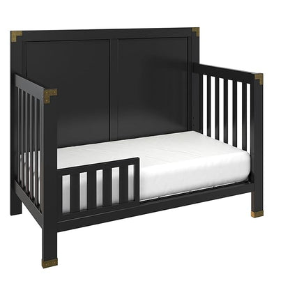 Baby Relax Miles 5-in-1 Convertible Crib, Solid Pine Wood, Black